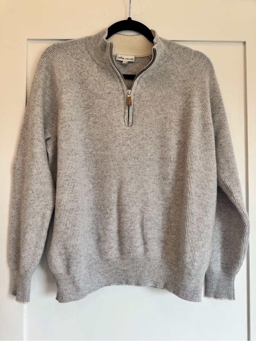 Peter Millar Men's Light Gray Half-Zip Sweater